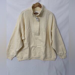 Aerie Getaway Quarter Snap Sweatshirt Lemon Paper L